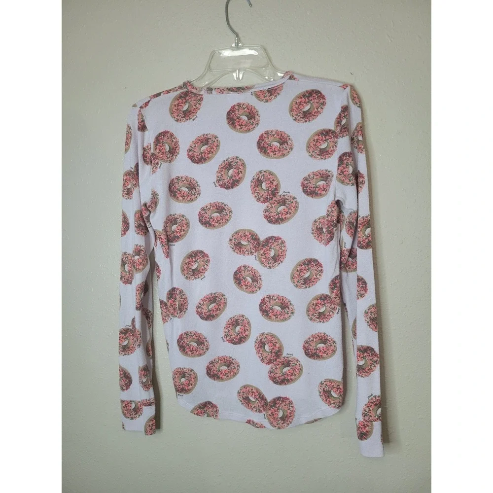 Victoria's Secret PINK Sleepwear Pajama Top Donuts Cozy Tee Long Sleeve Sz M‎
